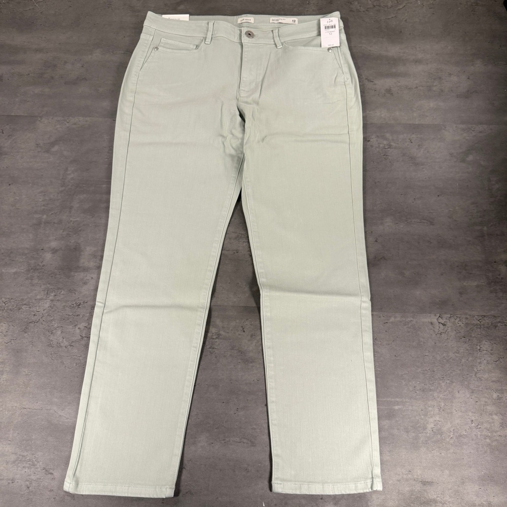 J Jill Pants Women 12 Authentic Fit Slim Ankle Light Sage Mist Stretch Denim $89